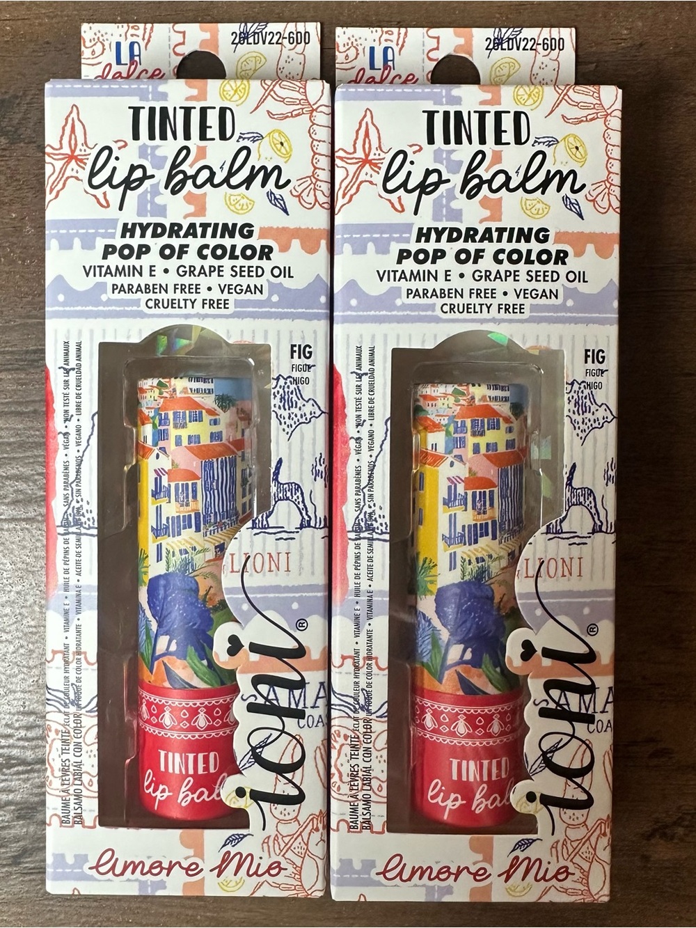 Ioni 2pc LA DOLCE VITA Tinted Lip Balm  ~Amore Me~ (Fig) Hydrating Vitamin E NEW